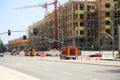 5-8-2021 Costa Mesa, California - USA: Employee accident on construction site work. Emergency service. First aid procedure.