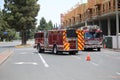 5-8-2021 Costa Mesa, California - USA:  Employee accident on construction site work. Emergency service. First aid procedure. Royalty Free Stock Photo