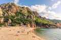 COSTA PARADISO, SARDINIA, 21 SEPTEMBER 2020 The beautiful li cossi beach at sunset Royalty Free Stock Photo