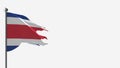 Costa Rica 3D tattered waving flag illustration on Flagpole. Royalty Free Stock Photo