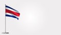 Costa Rica 3D waving flag illustration on flagpole. Royalty Free Stock Photo