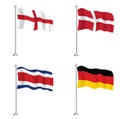 Costa Rica, Denmark, Germany and England Flag Set