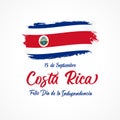 Costa Rica, Feliz Dia de la Independencia lettering and grunge flag