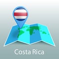 Costa Rica flag world map in pin with name of country Royalty Free Stock Photo