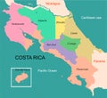 Costa Rica Map. Royalty Free Stock Photo