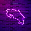 Costa Rica map glowing purple neon lamp sign