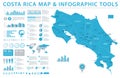 Costa Rica Map - Info Graphic Vector Illustration Royalty Free Stock Photo