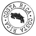 Costa Rica Map Silhouette Postal Passport Stamp Round Vector Icon Seal Badge.