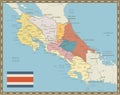 Costa Rica Map Vintage Colors Royalty Free Stock Photo