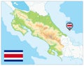 Costa Rica Physical Map. No text Royalty Free Stock Photo