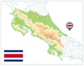 Costa Rica Physical Map. On white. No text Royalty Free Stock Photo