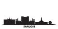 Costa Rica, San Jose city skyline isolated vector illustration. Costa Rica, San Jose travel black cityscape