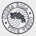 Costa Rica Stamp Postal. Map Silhouette Seal. Passport Round Design. Vector Icon. Design Retro Travel.