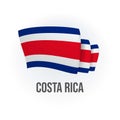 Costa Rica vector flag. Bended flag of Costa Rica, realistic vector illustration