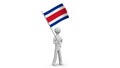 Costa Rica waving flag. 3d Man holding and waving Costa Rican flag on transparent background. Loop. Alpha channel.