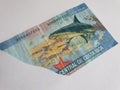 Costa Rican banknote of 2000 colones on the broken sheet of paper Royalty Free Stock Photo