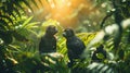 Costa rican jungle howler monkeys in lush foliage, diverse wildlife, hyperrealistic detail
