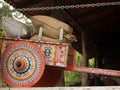 Costa Rican Ox Cart loaded with coffee bags Royalty Free Stock Photo