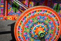 Costa Rican typical oxcart wheel whit painted colorful wheel