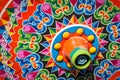 Costa Rican typical oxcart wheel whit painted colorful wheel Royalty Free Stock Photo