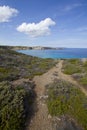 Coastal path leads to a blue sea