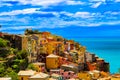 A mountain view from the Riomaggiore village which is a small village in the Liguria region of
