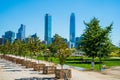 Costanera Center and Skyline in Santiago, Chile with Park and Mo Royalty Free Stock Photo