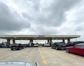 Costco gas station with customers refueling