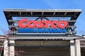 Costco Whole sign over warehouse entrance