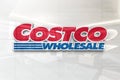 Costco wholesale on glossy office wall realistic texture