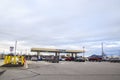 Costco Wholesale retail store gas station lines at the gas pumps