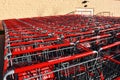 Costco Wholesale shopping carts in rows Royalty Free Stock Photo