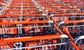 Costco Wholesale shopping carts in rows