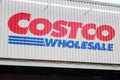 Costco Wholesale shopping center exterior with closeup of company logo Royalty Free Stock Photo