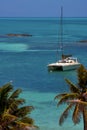 Costline boat catamaran in the blue lagoon relax isla contoy