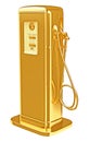 Costly fuel: golden gasoline pump isolated Royalty Free Stock Photo