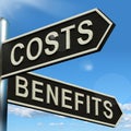 Costs Benefits Choices On Signpost Showing Analysis And Value Of Royalty Free Stock Photo