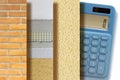 COSTS ABOUT EXTERNAL THERMAL INSULATION COATINGS FOR BUILDING ENERGY EFFICIENCY - CONCEPT WITH WORK PHASES Royalty Free Stock Photo