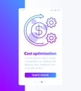 costs optimization banner design with icon Royalty Free Stock Photo