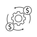 Costs optimization vector icon. Production efficiency illustration sign. expense symbol. Royalty Free Stock Photo