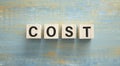 Costs word written on wood block. costs text