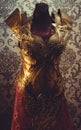 Costume Armor of woman Strong metal breastplate handmade in gold