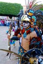 Aztec Warrior represented by a person with costume and accessories Royalty Free Stock Photo