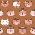 Costumed Cats Seamless Pattern Royalty Free Stock Photo