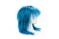 Fashion blue color wig on white background Royalty Free Stock Photo