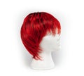 Fashion red color wig on white background Royalty Free Stock Photo