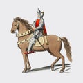 Costume Militaire Florentin, by Paul Mercuri 1860 a portrait of a knight on horse back with full armor. Digitally enhanced by ra Royalty Free Stock Photo