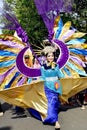 Costume parade participants while preparing to perform