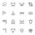 Costume party line icons set