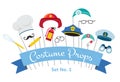 Costume party and photo booth props. profession Royalty Free Stock Photo